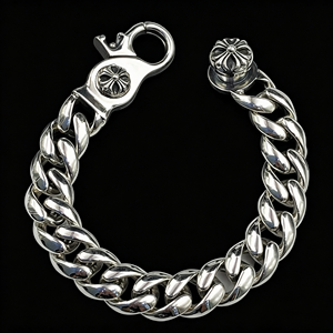 Bracciale Unisex Retrò con Croce e Fiori, Stile Punk Vintage, Catena <span class=keywords><strong>Spessa</strong></span> in Lega Placcata, Charm a Croce e Dado in Metallo per Uomini e Donne - Product Image 5