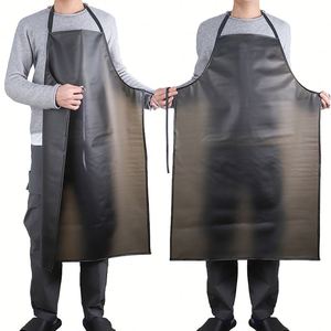 Delantal de PVC Impermeable, Transparente, Negro, Resistente al Aceite, para Cocina, Lavavajillas, Carnicería - Product Image 1