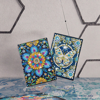 Carnet moderne LS A5, kit de peinture au diamant 5D DIY, motif floral mandala peint à la main, couverture en papier, bloc-notes