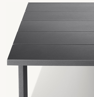 Ensemble de salle à manger moderne pour patio, jardin et hôtel, résistant aux intempéries, couleur personnalisée, table rectangulaire en aluminium thermolaqué durable pour l'extérieur