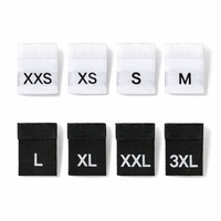 Étiquettes rectangulaires en polyester blanc écologiques en gros, tailles S/M/L/XL, tissées pour vêtements, sacs et colliers de chaussures