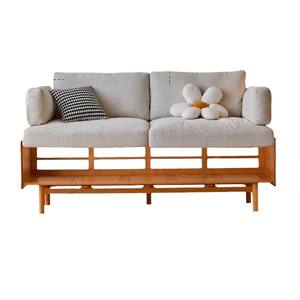 Sofá Nanshan de madera maciza nórdica, sofá de madera de cerezo, tapizado en tela, moderno y sencillo, para sala de estar, apartamento pequeño, tres plazas - Product Image 5