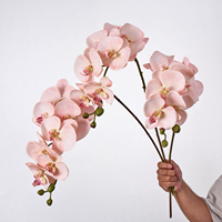 Batang Anggrek Phalaenopsis Buatan Real Touch, Cabang Panjang Tunggal, Anggrek Kupu-kupu Palsu untuk Dekorasi Rangkaian Bunga Pernikahan dan Rumah