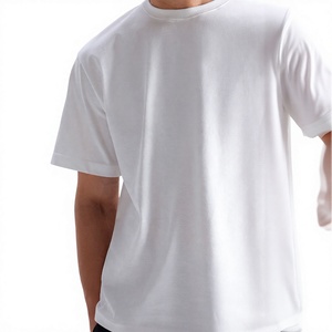 Men's <b>White</b> Cotton T-Shirt Short Sleeve O-Neck Regular Fit Casual <b>Plain</b> <b>Tee</b> Breathable Canvas Fabric Front Logo 220g - Product Image 4