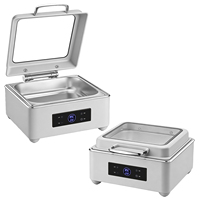 Ensemble de réchauds électriques à finition blanche avec contrôle numérique précis de la température, chauffe-plats pour buffets, événements et banquets professionnels