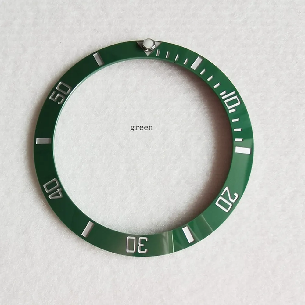 38MM Emerald Green Ceramic Base Metal Rainbow Watch Bezel Inserts Inner Bezel Watch