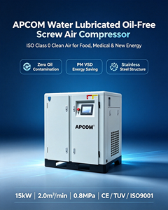 เครื่องอัดอากาศแบบสกรูไร้น้ำมัน APCOM ที่เชื่อถือได้ พร้อมระบบขับเคลื่อนอินเวอร์เตอร์ VSD แบบเงียบ ผลิตจากสแตนเลส - Product Image 5