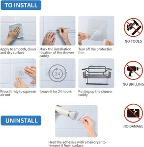 Moderno Organizador de Pared para Baño y Cocina, Adhesivo Sin Taladro, con Toallero y Ganchos, Doble Nivel, Metálico, Resistente al Óxido, para Artículos de Aseo - Product Image 6