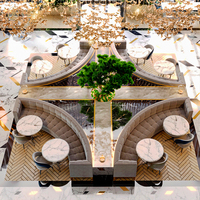 Ensemble de restaurant personnalisé en gros, tables et chaises de restaurant commerciales, table basse ronde en cuir, adaptée aux hôtels, cafés, stands