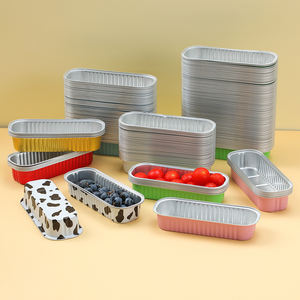 Conteneur alimentaire rectangulaire coloré en aluminium, résistant au four, de qualité alimentaire, pour la cuisson, mini moule à pain, avec couvercle en plastique, capacité 200 ml, en PET - Product Image 2