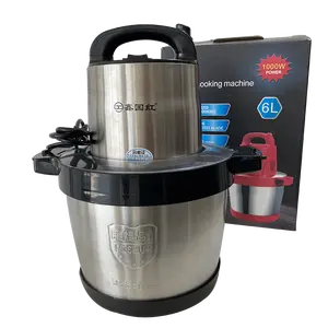 Penggiling Daging Stainless Steel 6L, Penggiling Daging dan Sayuran Listrik Stainless Steel 2 In 1 1000W