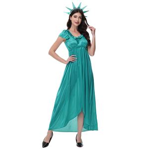 Costume de Cosplay de <span class=keywords><strong>la</strong></span> Statue de <span class=keywords><strong>la</strong></span> Liberté française et <span class=keywords><strong>américaine</strong></span> S-XL, uniforme de fête de bal masqué pour adultes, Halloween - Product Image 4