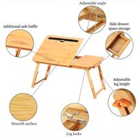 Houten Bamboe Laptop Bedlade Verstelbare Hijsbare Bamboe Laptoptafels Opvouwbare Laptop Bureau Met Lade