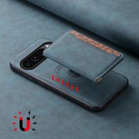Étui de téléphone à chargement magnétique sans fil en cuir PU avec support portefeuille 3 cartes et protection pour Google Pixel 9 8 7 6 Series Pro