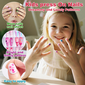 Lot de 288 kits de nail art DIY pour enfants, 12 styles, <span class=keywords><strong>faux</strong></span> <span class=keywords><strong>ongles</strong></span> pour enfants avec autocollants et strass, ensemble d'<span class=keywords><strong>ongles</strong></span> à presser pour filles - Product Image 2