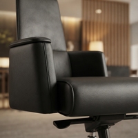 Chaise de bureau exécutive moderne en cuir PU, dossier haut, pivotante, base en acier, pour bureau commercial, bureau à domicile, salon