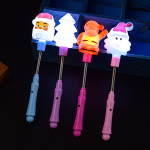 ของเล่นไฟ LED รูปตัวการ์ตูนคริสต์มาสแบบแท่งสปริงเรืองแสง ของขวัญปาร์ตี้รูปซานต้าและตุ๊กตาหิมะ - Product Image 3