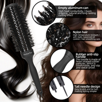 Brosse à rouler à pointe pointue à long manche, résistante à la chaleur, en nylon, pour un coiffage professionnel