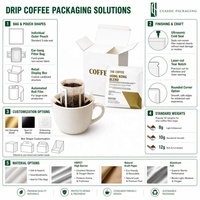 Sachets d'emballage de café imprimés sur mesure de haute qualité, à oreilles de suspension, jetables, thermoscellables, pour café filtre