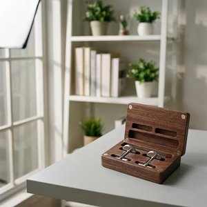 Caja de almacenamiento para juego de <span class=keywords><strong>gemelos</strong></span> y pasadores de corbata de diseño moderno, <span class=keywords><strong>gemelos</strong></span> para hombre, caja de madera - Product Image 3