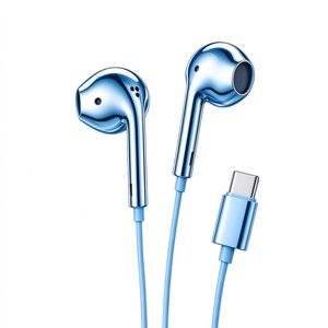 Écouteurs filaires argentés, écouteurs intra-auriculaires en métal chromé argenté, écouteurs filaires chromés, écouteurs de type C filaires - Product Image 3