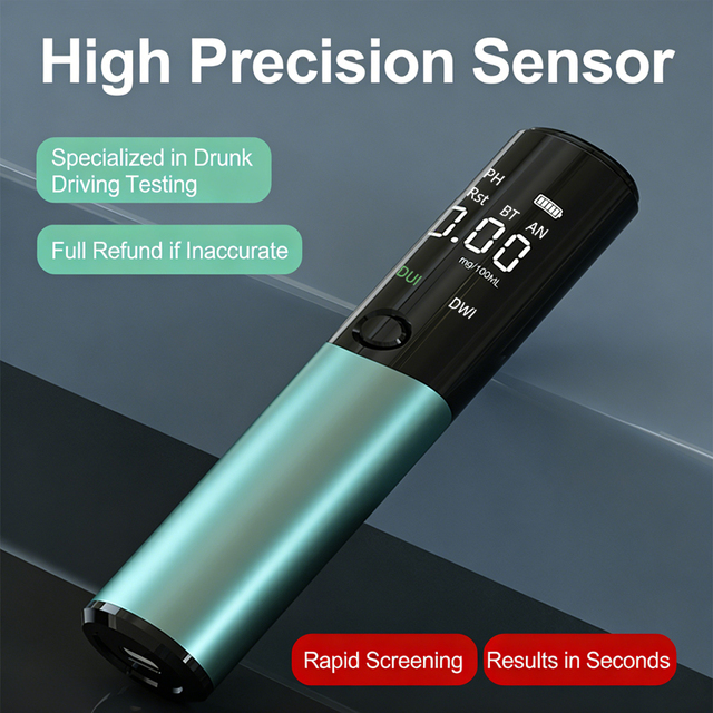 Portable LED Display Breathalyzer with Non-Contact Semiconductor Sensor Lithium Battery 0-400mg/100mL Range 1mg/100mL Resolution