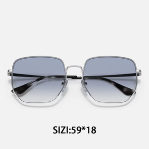 Lunettes de soleil tendance 2026 de qualité supérieure, monture carrée surdimensionnée, monture métallique, verres dégradés UV400 - Product Image 3