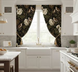 Decorative Vintage Songbird Floral Window <b>Curtains</b> Dense Floral Panel 70% Light Blocking Premium Fabric Drapes <b>for</b> Living Room - Product Image 2