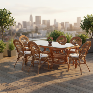 Ensemble de salle à manger en rotin Java, design moderne, mobilier de restaurant commercial, extérieur, hôtel, appartement, bureau, villa, centre commercial - Product Image 1