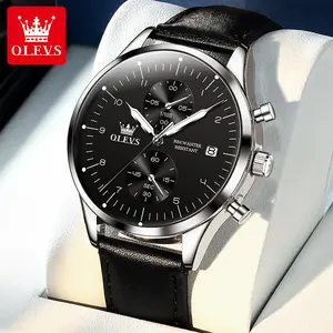Olevs 2880 Luxury Men Leather Multifunction 4 Colors Watch Wristwatch Waterproof Sport Quartz Watches