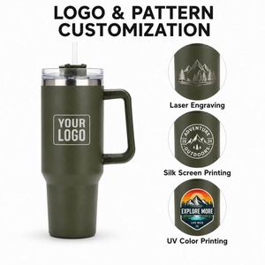 Custom Logo Vacuum 1200ml Travel Coffee Mug Insulated Double Wall Wholesale Stainless Steel 40oz Tumbler with Handle - Product Image 5