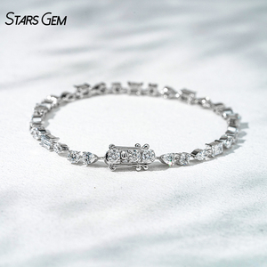 Starsgem 4.8ct Emerald Cut Lab Grown Diamond E Color 18K <b>White</b> <b>Gold</b> 8.47g Unisex Trendy <b>Bracelet</b> for Gift - Product Image 2