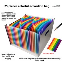 Carpeta de Archivos Acordeón de Plástico con 25 Compartimentos, Sellada por Tres Lados, con Asa para Colgar, Tapa Abatible, Organizador de Documentos de Oficina Multicapa A4, de PP