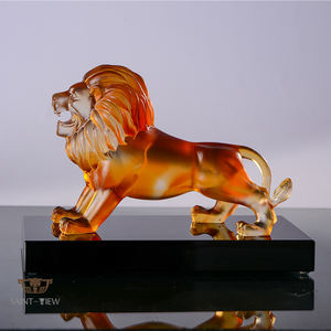 Figurine de Lion en verre cristal, art créatif, Statue d'animaux sauvages, décoration de maison - Product Image 1