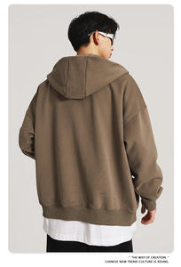 BEW0215 Wholesale Heavyweight 420GSM 100%Cotton <b>Lined</b> Regular Fit Drop Shoulder Streetwear Zip <b>Hoodie</b> Spring Eco-Friendly <b>Men</b> - Product Image 3