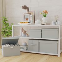 Boîte de rangement pliable en forme de cube avec couvercle, organisateur de chaussures empilable, capacité de 20 à 35 L, conteneur gris pour la maison, multi-usages
