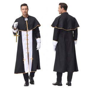 Costume de Prêtre <span class=keywords><strong>Noble</strong></span> Noir Fantaisie 2026 pour <span class=keywords><strong>Homme</strong></span> – Robe de Pasteur Religieux pour Fête d'Halloween – Tenue Médiévale Adulte - Product Image 1