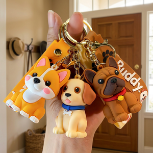 Porte-clés mousqueton personnalisé en caoutchouc 3D Shiba Inu, durable, mignon, animal de dessin animé, écologique, non toxique, cadeau de Noël, vente en gros - Product Image 3