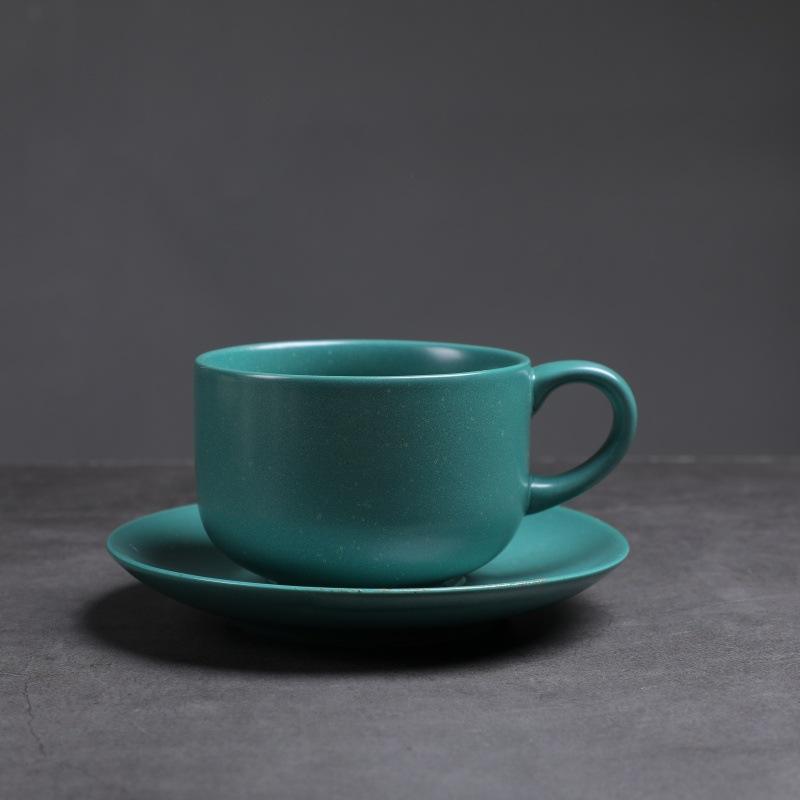 ถ้วย222-c + ชุดจานรอง (สีเขียวเข้ม) 240มล