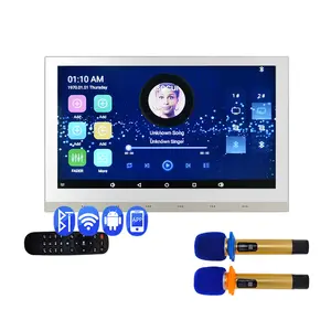8 Channel Wireless Blue tooth Wall Amplifier with Touch Screen Online Radio,USB,TF, for Smart Home Audio WIFI BT Amplifier