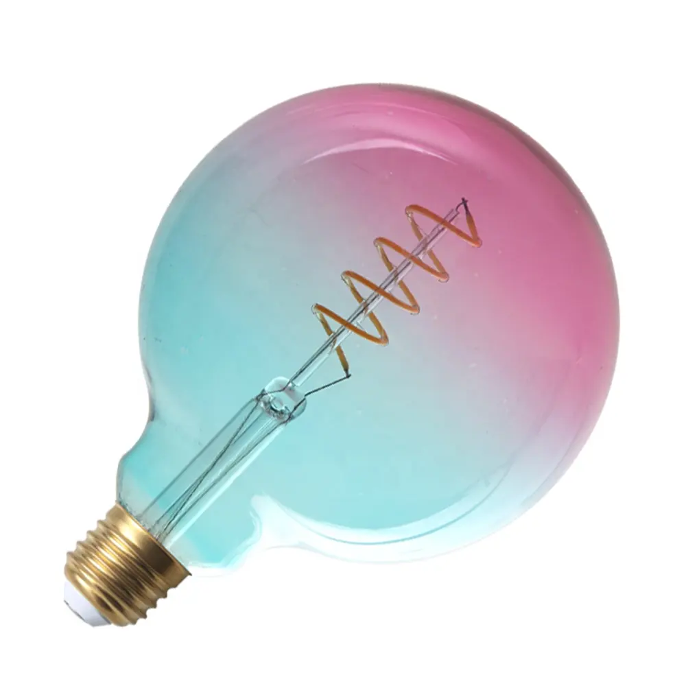 Colored G125 4W 2200K 2700K spiral Soft Filament Curve Led light bulb