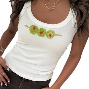 Top <span class=keywords><strong>de</strong></span> <span class=keywords><strong>tirantes</strong></span> <span class=keywords><strong>anchos</strong></span> sin mangas para <span class=keywords><strong>mujer</strong></span>, <span class=keywords><strong>de</strong></span> punto acanalado, con bordado <span class=keywords><strong>de</strong></span> pez, cuello redondo, suave, personalizable, superventas - Product Image 5