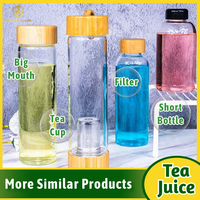 Bouteille d'eau en verre borosilicate réutilisable transparente avec couvercle en bois d'acacia 400ml 500ml 750ml 1L, personnalisable avec logo