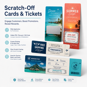 Tarjetas Rasca y Gana con Código QR Personalizado, Códigos de Canje Únicos, Números de Serie, Código de Barras, Revestimiento de Seguridad, Papel Ecológico, Acabado Duradero - Product Image 2