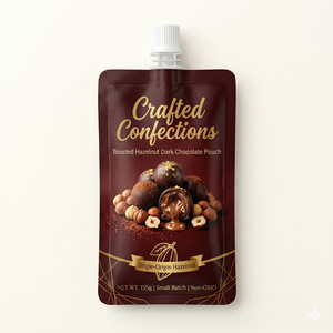 Sachet plat imprimé sur mesure sans BPA, pochette souple avec bec verseur pour emballage de 100g 200g de crème de <span class=keywords><strong>chocolat</strong></span> ou de cacao - Product Image 2