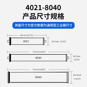 เมมเบรนรีเวิร์สออสโมซิส ULP-8040 1600 GPD อัตราการไหลสูง ตัวกรองน้ำแบบทนต่อการเป็นคราบ ตลับกรองน้ำแบบพรีฟิลเตอร์ - Product Image 3