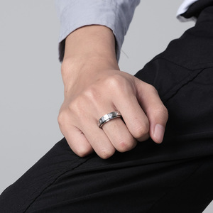 Anillo Giratorio de Acero Inoxidable con Diseño de Estrella y Luna, Anillo de Moda Unisex con Incrustaciones, Regalo de Joyería, K-R621 - Product Image 3