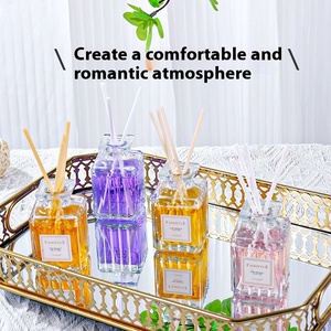Eco-Friendly Sustainable Glass Bedroom Air Freshener-Square <strong>Reed</strong> <strong>Diffuser</strong> 50ml Alcohol-Free Lemon Scent Safe <strong>for</strong> Families 7-15 - Product Image 4