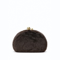 Pochette Aimiqi en cuir véritable avec boule en peluche, sac de soirée élégant et luxueux à double perles pour femme, petite pochette moelleuse en polyester