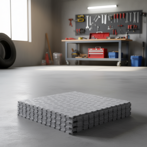 Dalles de sol de garage en PVC emboîtables gris clair 20,2 x 20,2 x 0,2 cm, motif losanges, antidérapantes, pour atelier intérieur, lot de 16 - Product Image 2